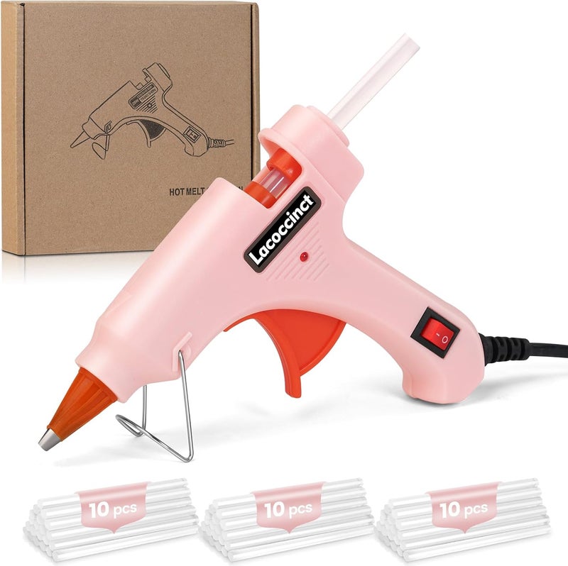 Lacoccinct Hot Glue Gun, Mini Hot Glue Gun Kit with 30 Glue Sticks, Fast Preheating Hot Melt for School Crafts DIY Arts and Quick Home Repairs, 20w Pink - Image 1